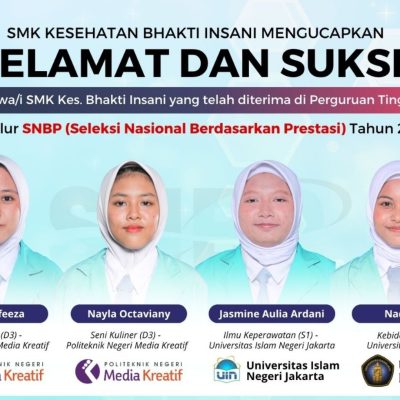 Dari Vokasi Menuju Kampus Impian: Empat Siswi SMK Kesehatan Bhakti Insani Sukses Tembus SNBP 2026